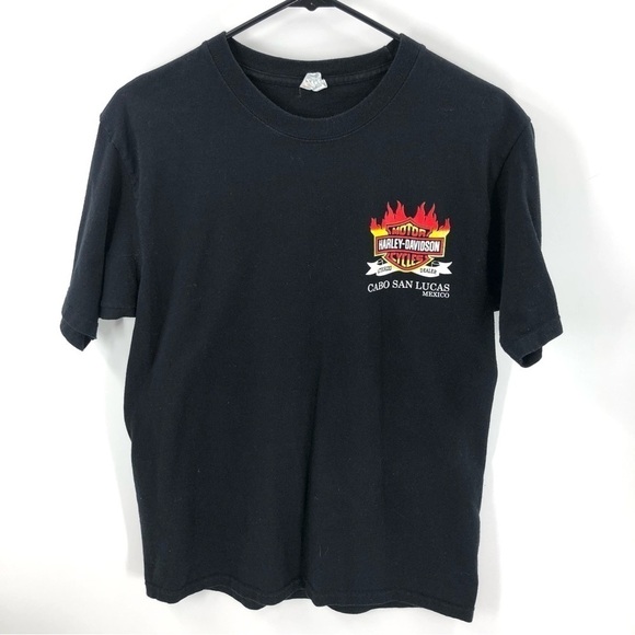 Harley Davidson Short Sleeve Shirt Cabo San Lucas Mexico Black Mens Medium - Picture 7 of 7